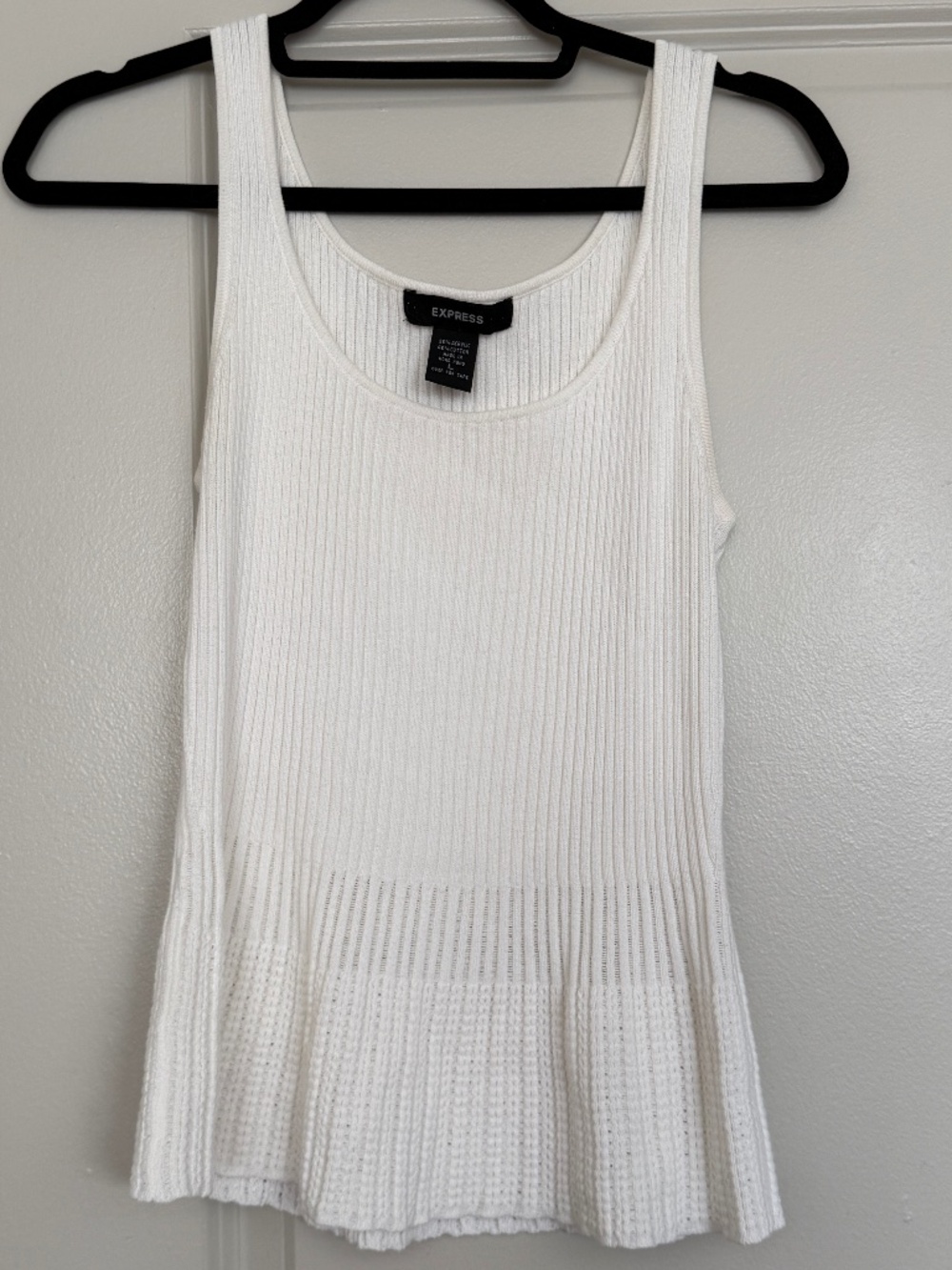 Express White Ribbed Peplum Tank Top Size Large